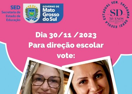 Eleições para Dirigentes Escolares 2023 na Escola Estadual Senador Saldanha Derzi