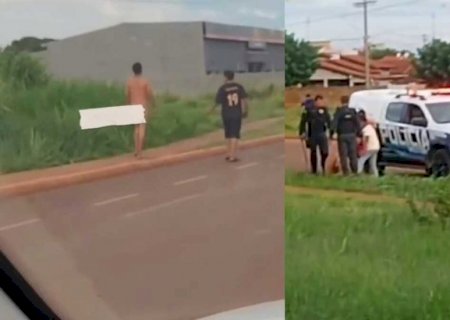 Homem é detido por andar nu em rua de Rio Brilhante (vídeo)