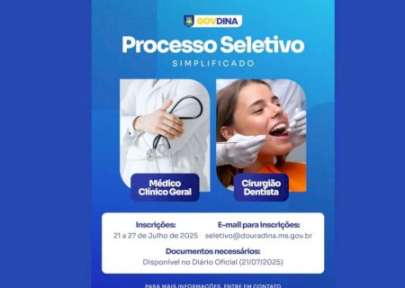 Prefeitura de Douradina abre processo seletivo para médico e odontólogo