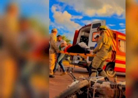 Acidente entre motocicleta e caminhonete deixa jovem gravemente ferido em Sidrolândia