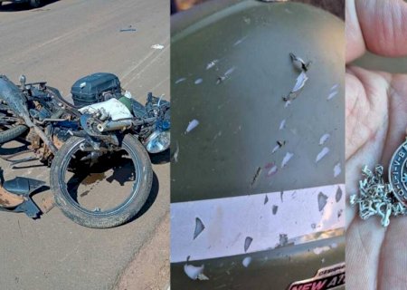 Capacete salva vida de motociclista em pancada contra carro em Chapadão do Sul