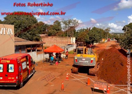Trabalhador morre após desbarrancamento em obra de esgoto em Maracaju