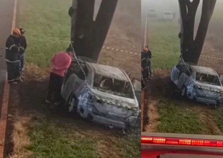 Vídeo - Duas pessoas morrem carbonizadas em grave acidente em Dourados