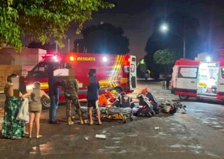 Vítimas de acidente entre moto e caminhonete são transferidas em estado grave para Campo Grande