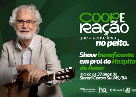 Show de Renato Teixeira marca jantar solidário em apoio ao Hospital de Amor de Dourados